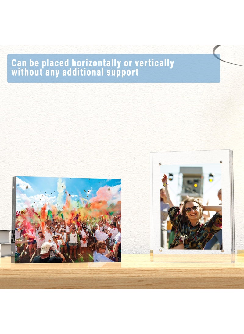 HELPLEX Acrylic Frame  5 Pack 6x8 Acrylic Picture Frames  20mm Thicker Frameless Clear Frame Double Sided Magnetic Frame  Free Standing Desktop Display Stand Acrylic Frames