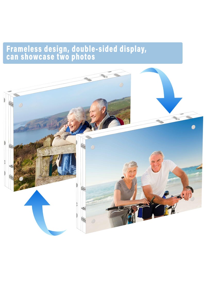 HELPLEX Acrylic Frame  5 Pack 6x8 Acrylic Picture Frames  20mm Thicker Frameless Clear Frame Double Sided Magnetic Frame  Free Standing Desktop Display Stand Acrylic Frames