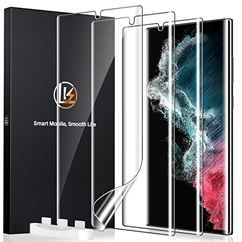 LK 3 Pack for Samsung Galaxy S22 Ultra Screen Protector Not Glass Support Fingerprint Unlock Bubble Free with Easy Installation Tool 3D Curved Max Coverage for S22 Ultra 68inch - Image 1