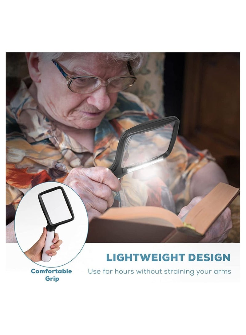 SYOSI DELFINO Folding Handheld Magnifying Glass with Light, 3X Large Rectangle Reading Magnifier with Dimmable LED for Seniors with Macular Degeneration, Newspaper, Small Print, Low Visions - Image 5