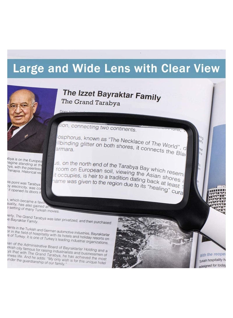 SYOSI DELFINO Folding Handheld Magnifying Glass with Light, 3X Large Rectangle Reading Magnifier with Dimmable LED for Seniors with Macular Degeneration, Newspaper, Small Print, Low Visions - Image 2