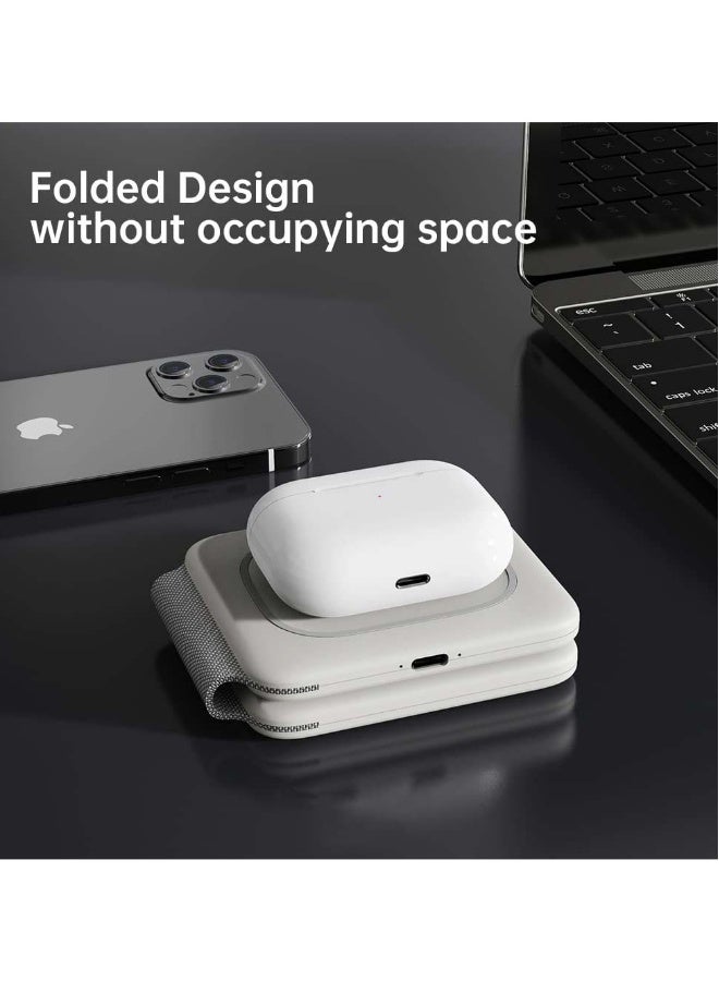 Wireless Charging, Magnetic Foldable Charging Pad Portable Wireless Chargers 3 in 1, Qi Fast Wireless Charging Station Compatible with iPhone 14/13/12/SE/11/XS/8, Samsung, for Air Pods Pro, iWatch