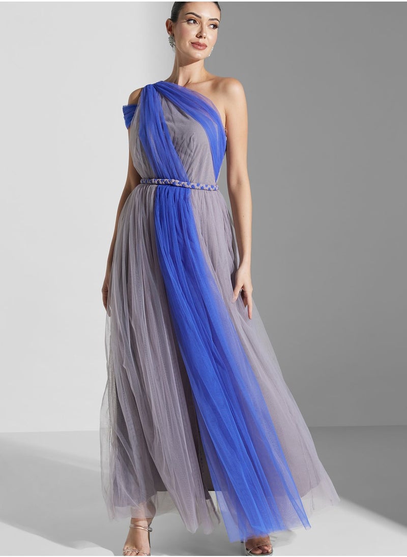 Iyra One Shoulder Flare Dress  - Image 1
