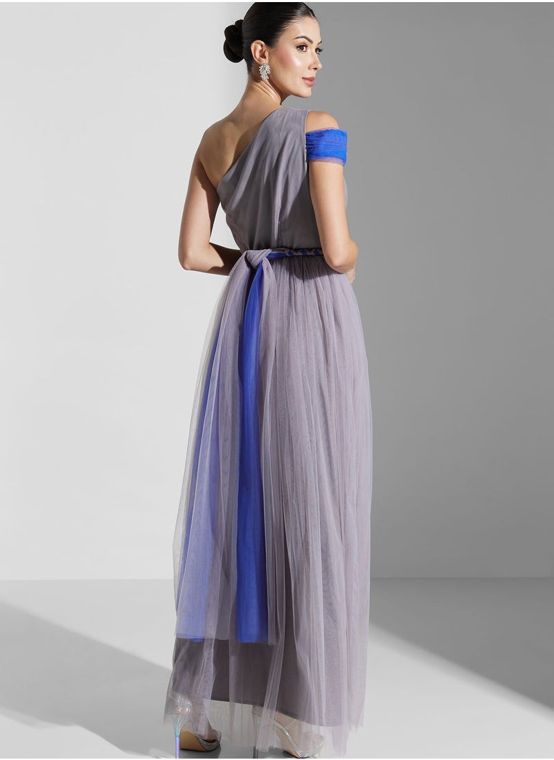 Iyra One Shoulder Flare Dress  - Image 2