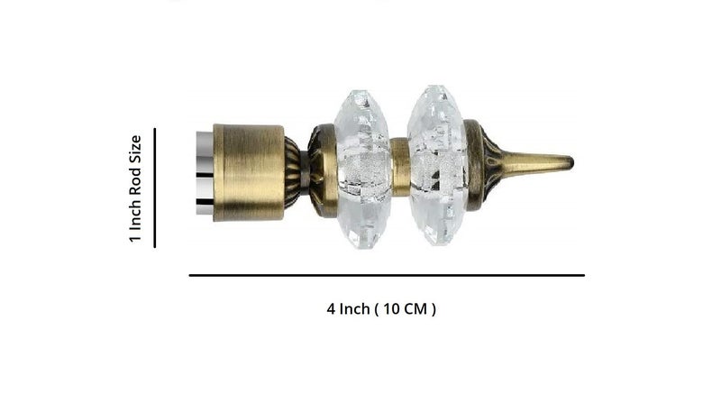 FERIO Brass Antique Aluminium Double Diamond Curtain Brackets/Finials for Door and Window Accessories 1 Inch Rod Set of 3 (6 Pcs) - Image 2