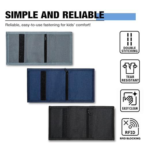 Amutta 3 Pieces RFID Canvas Wallet for Men - Teen Wallets for Boys with Magic Sticker, Nylon Wallet for Teen Boy with Coin Pocket, Boy Wallet for Kids Christmas/Birthday - Image 4