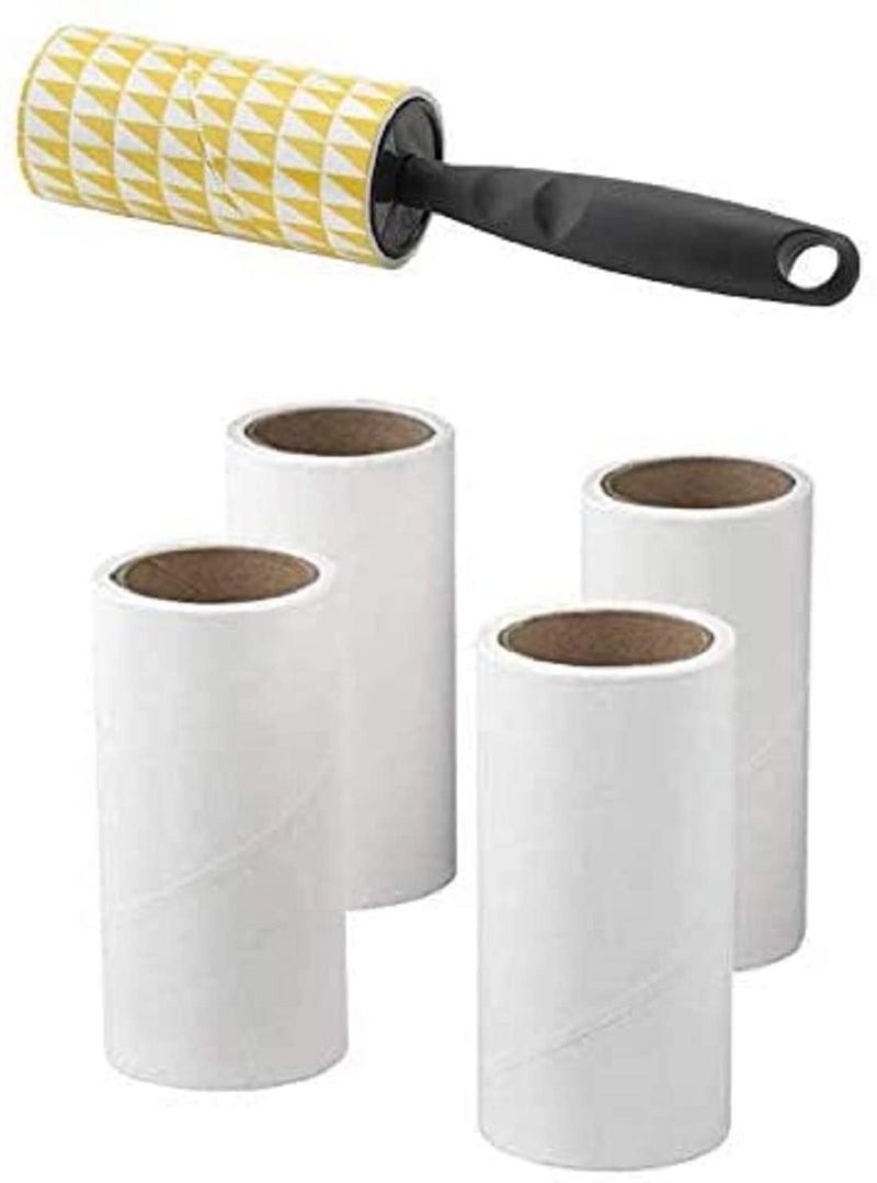 Aluxon Sticky Lint Roller, Pet Hair Roller, Dog & Cat Hair Remover Kit, Lint Brush for Clothes, Carpet, Car Seats, Dust, Dogs, Durable Handle (1Handle+4Refills)