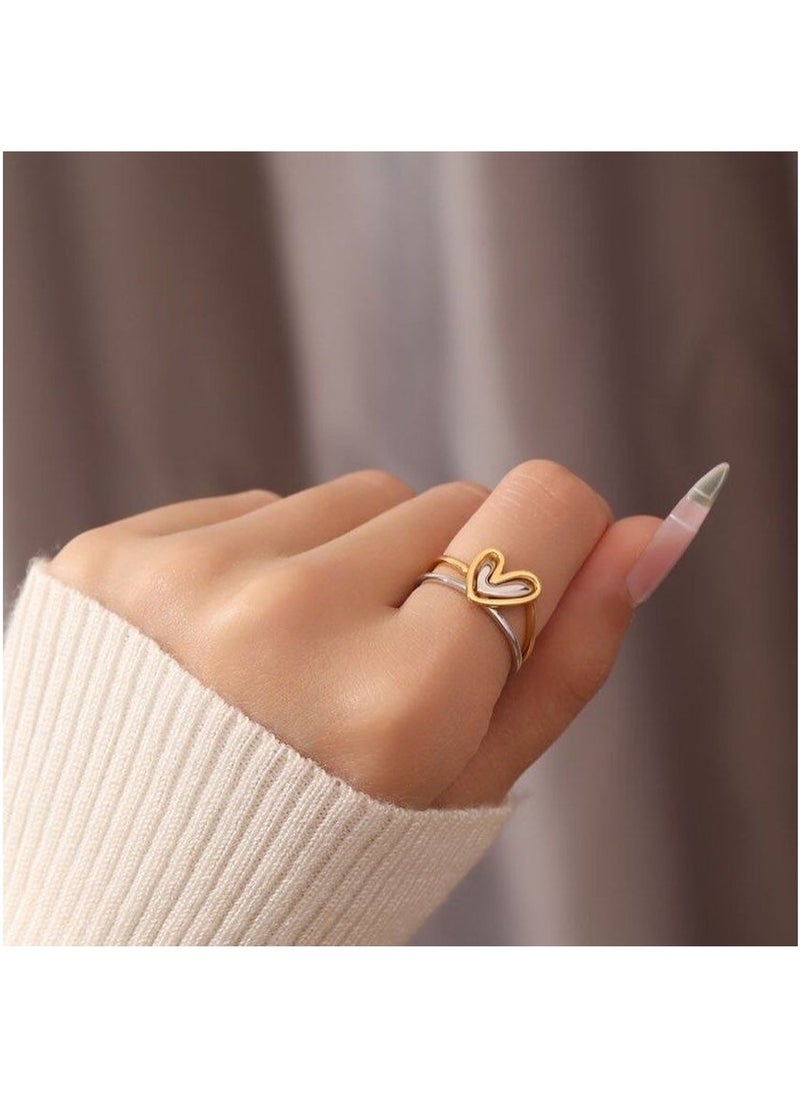 Genérico Women's Fashion Love Open Adjustable Ring Set of 2  - Image 1