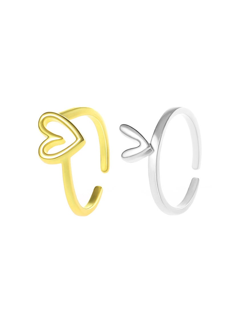 Genérico Women's Fashion Love Open Adjustable Ring Set of 2  - Image 3