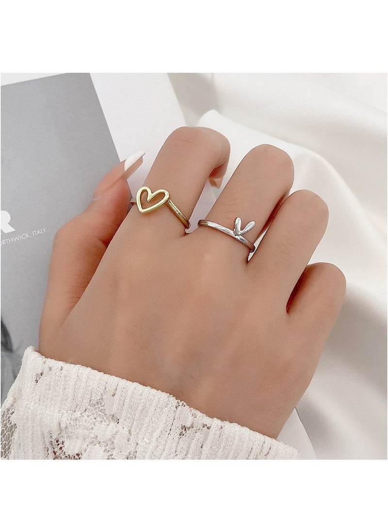 Genérico Women's Fashion Love Open Adjustable Ring Set of 2  - Image 2