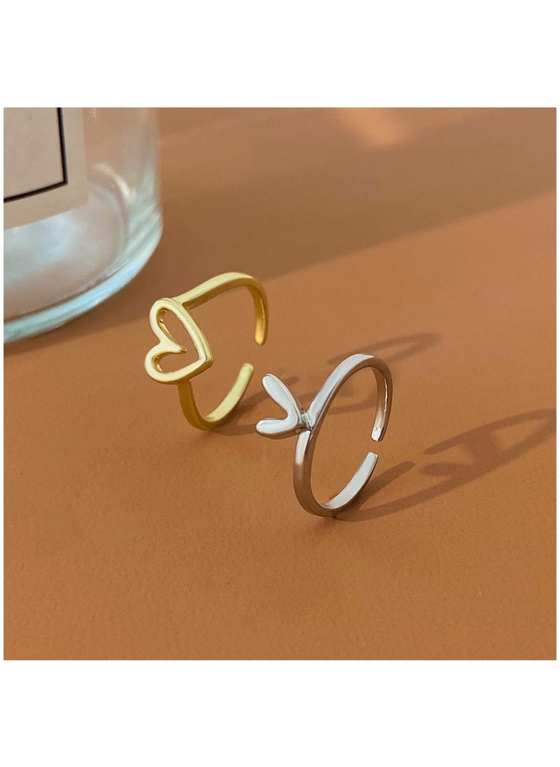 Genérico Women's Fashion Love Open Adjustable Ring Set of 2  - Image 4