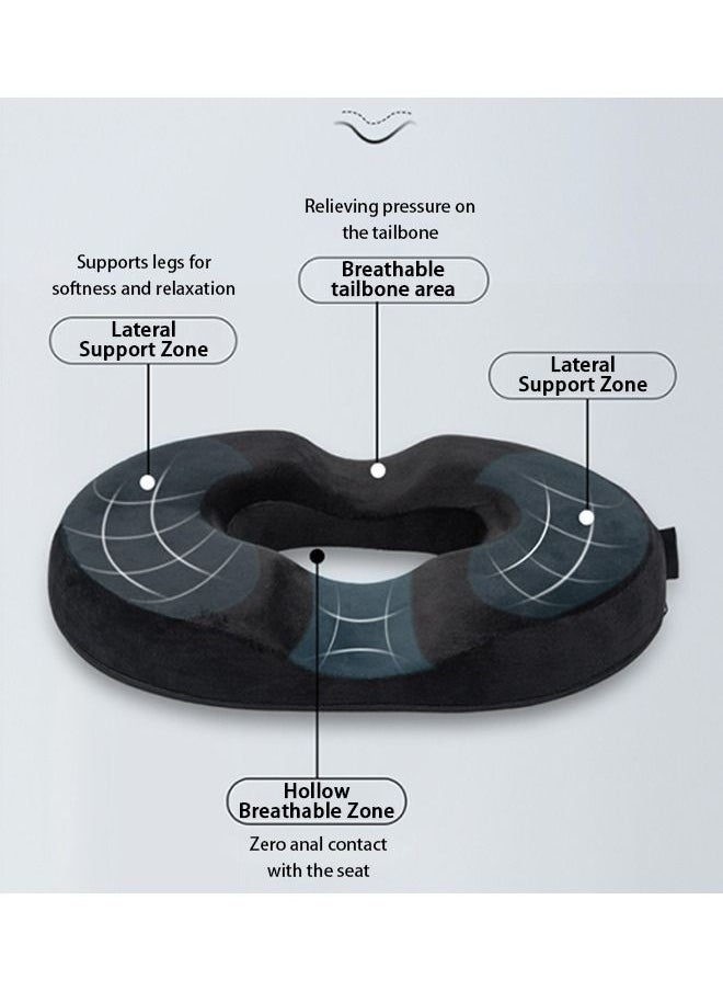 Arabest Orthopedic Donut Pillow, Hemorrhoid Tailbone Pad, Sacral Chair Pillow, Relieving Postpartum Sciatic Nerve Problems During Pregnancy Pain (Velvet Black)  - Image 5