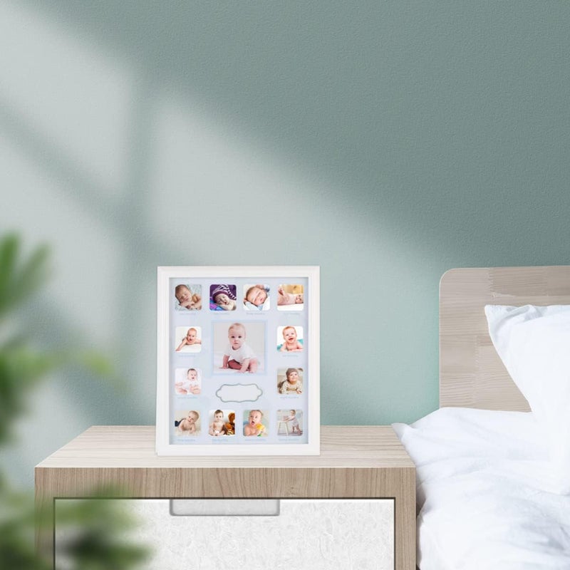 Grandkids Picture Frame My First Year Photo Moments: First Year Photo Frame 12 Month Baby Keepsake Frame Growth Record Photo Frame Expecting Parent Baby Shower Gift Blue Album Frames - Image 5