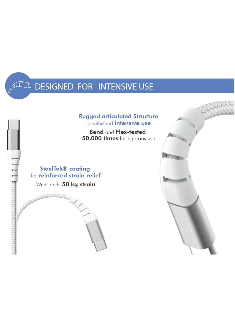 FORCE - Force Power Lite USB C to USB C Reinforced Cable 2m Lifetime Warranty White - Image 1