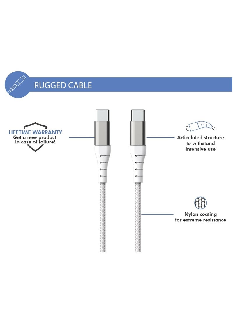 FORCE - Force Power Lite USB C to USB C Reinforced Cable 2m Lifetime Warranty White - Image 1