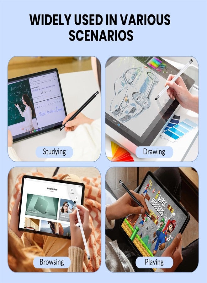 قلم لمس للشاشات اللمسية، 10 قطع، قلم لمس عالي الدقة والحساسية من AGREJO لأجهزة iPad/iPhone/Samsung/Android والأجهزة اللوحية، متوافق مع جميع الشاشات اللمسية السعوية (عبوة من 10 قطع (أسود/أبيض)) - Image 5
