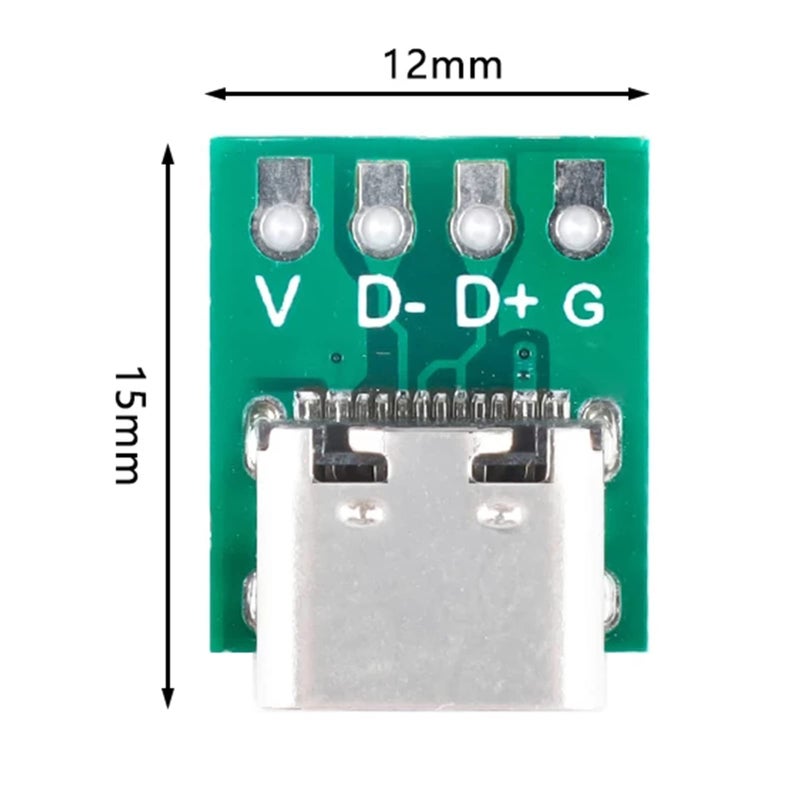 Teansic 10 Pcs USB Type C Connector Board DIY 3.1 Serial Basic Breakout Female Connector USB Type C Breakout Board with PCB Converter Board for Data Line Wire Cable Transfer - Image 2