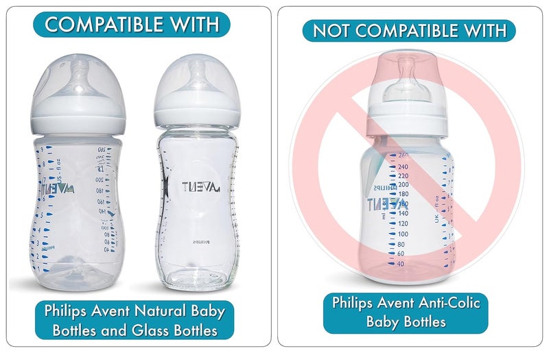 BelBeyo Straw Cup Conversion Kit for Philips Avent Natural Baby Bottles 2-Count, Food Grade Silicone Straw Nipples and Weighted Straw, Bottle Handles, Cleaning Brush, BPA-Free, Sippy Transition, 6+ Months - Image 3
