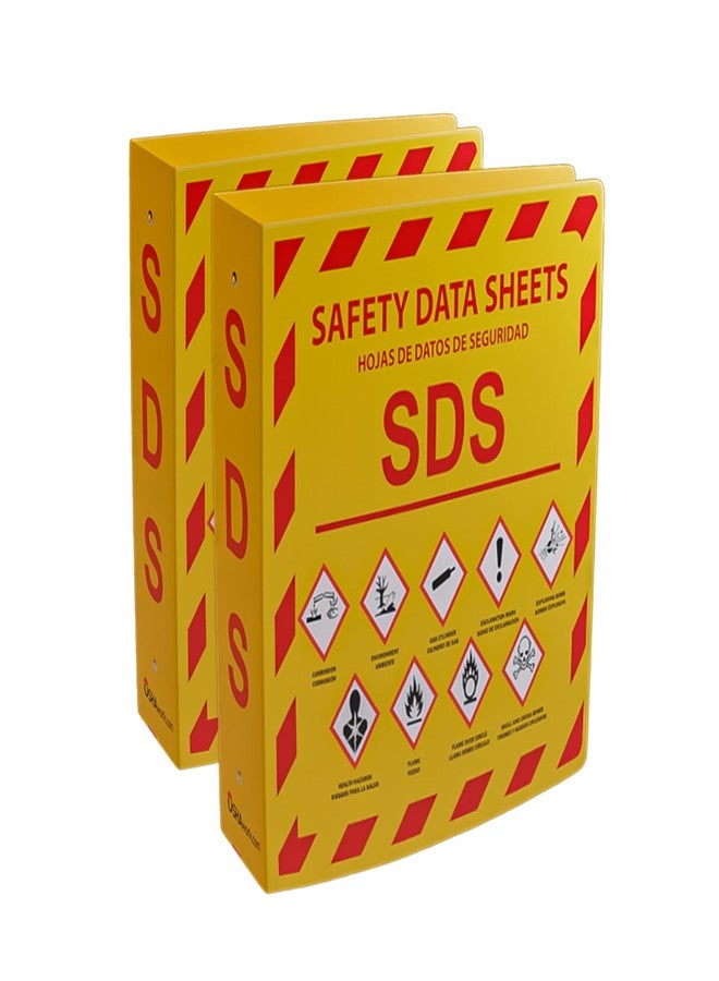 Yellow Safety (YS), 2-Pack, SDS Binder - 2024 Requirements, Heavy Duty 3 Inch, 3 Ring Safety Data Sheet SDS Binder - Image 1