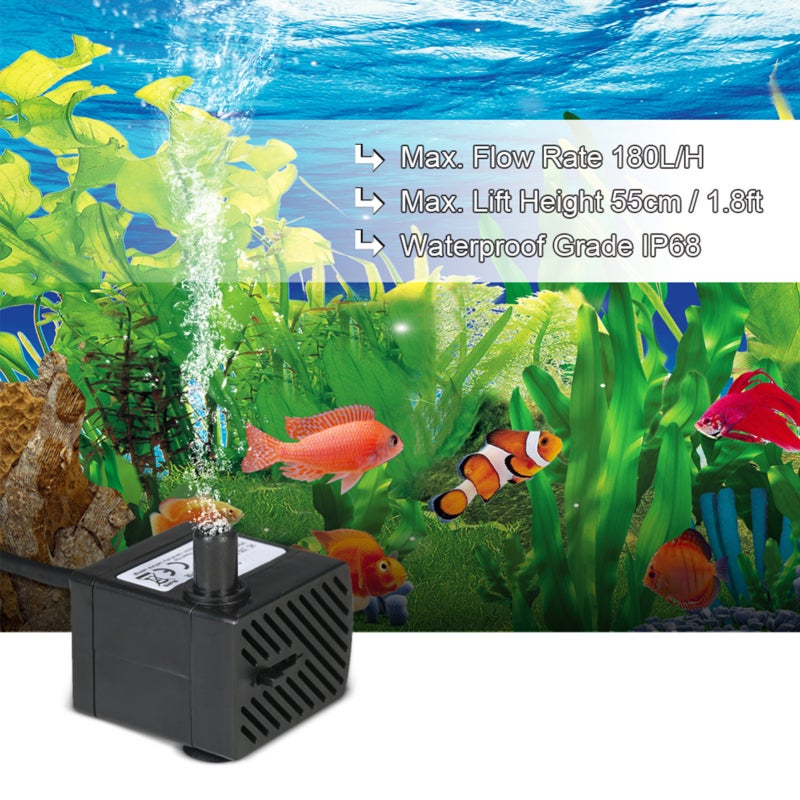 Submersible Aquarium Pump: Adjustable Flow Rate - Low Noise Water Circulation Pump for Fish Tank Hydroponic System Fountain - Image 5