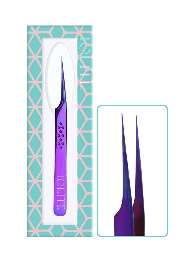 IOLITE Lash View Eyelash Extension Tweezers Straight Curved Stainless Steel Precision Curved Tips Gold - Image 2