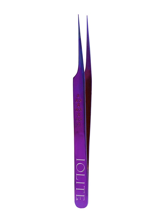 IOLITE Lash View Eyelash Extension Tweezers Straight Curved Stainless Steel Precision Curved Tips Gold - Image 1