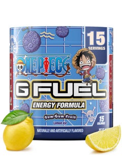 G Fuel G Fuel ONE Piece Gum-Gum Fruit Energy Powder, Sugar Free, Clean Caffeine Focus Supplement, Water Mix, Focus Amino, Vitamin + Antioxidant Blend, Lemon Ice, 3.7 oz (15 Servings)  - Image 1