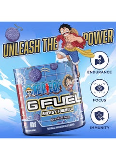 G Fuel G Fuel ONE Piece Gum-Gum Fruit Energy Powder, Sugar Free, Clean Caffeine Focus Supplement, Water Mix, Focus Amino, Vitamin + Antioxidant Blend, Lemon Ice, 3.7 oz (15 Servings)  - Image 3
