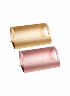 Excefore Business Card Holder, for Desk Aluminum Business Card Display Holder, Stand Desktop Name Card Rack Organizer Desk Card Accessory for Office, Reception, Rose Gold and Gold 2 Pieces  - Image 1