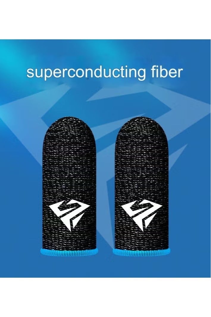 2 Pairs Gaming Finger Sleeves ,Anti Sweat Gaming Finger Sleeves,Premium Super-thin Breathable Silver Fiber Thumb Finger Gloves, High Touch Sensitivity for Phone Game COD, FORTNITE, LEGENDS(Blue) - Image 1