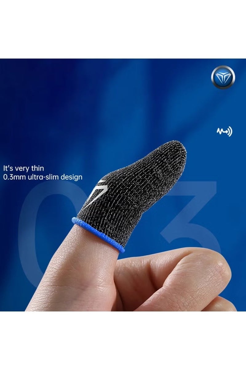 2 Pairs Gaming Finger Sleeves ,Anti Sweat Gaming Finger Sleeves,Premium Super-thin Breathable Silver Fiber Thumb Finger Gloves, High Touch Sensitivity for Phone Game COD, FORTNITE, LEGENDS(Blue) - Image 5