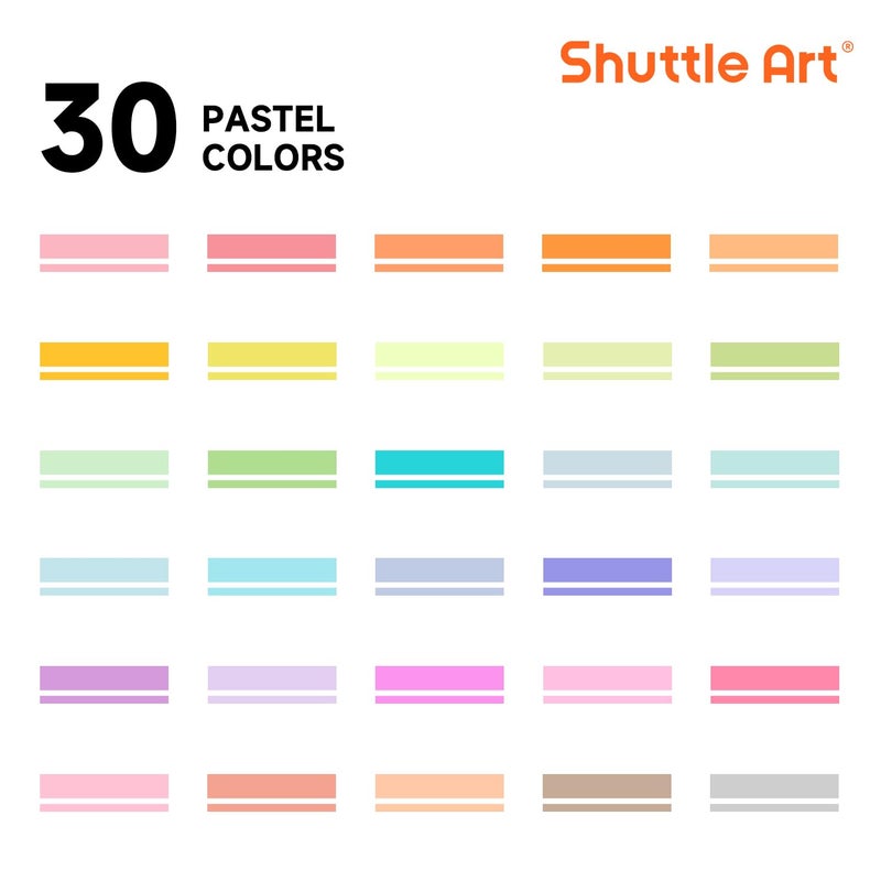 Shuttle Art 30 Colors Highlighters, Pastel Highlighter Pens Assorted Colors, Dual Tip Mild Color Highlighter Markers, Perfect for Teens, Kids and Adults Coloring, Underlining, Highlighting - Image 2