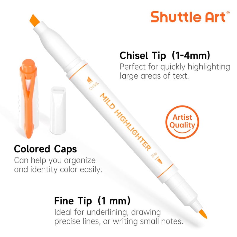 Shuttle Art 30 Colors Highlighters, Pastel Highlighter Pens Assorted Colors, Dual Tip Mild Color Highlighter Markers, Perfect for Teens, Kids and Adults Coloring, Underlining, Highlighting - Image 3