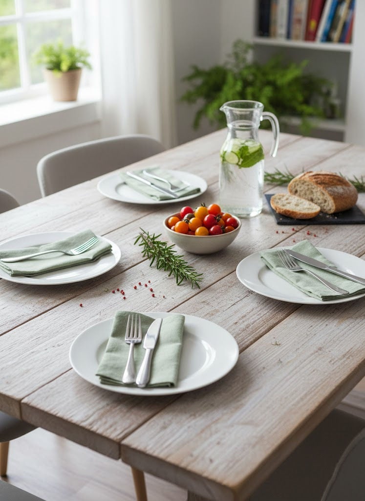 REEM 6-Piece Porcelain Dinner Plates Set White 10 inch - Image 1