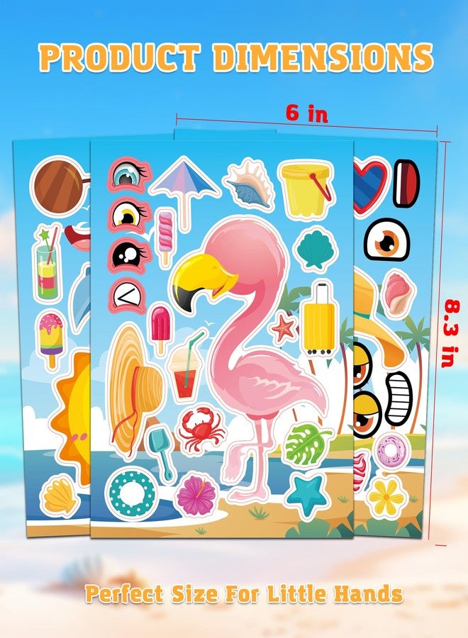 Aowplc 48 Sheets Summer Fun Make-a-Face Sticker Set for Kids - Create Your Own Faces with Beach, Tropical & Animal Stickers - Ideal Summer Crafts, Party Favors & Creative Activities - Image 4