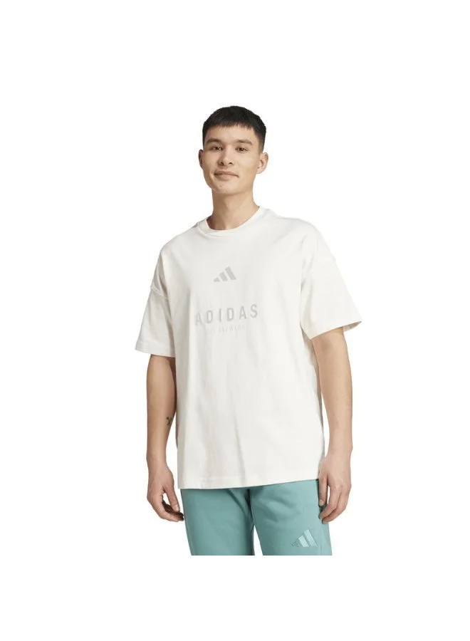 اديداس تيشيرت رجالي أبيض برسومات      بأكمام قصيرة