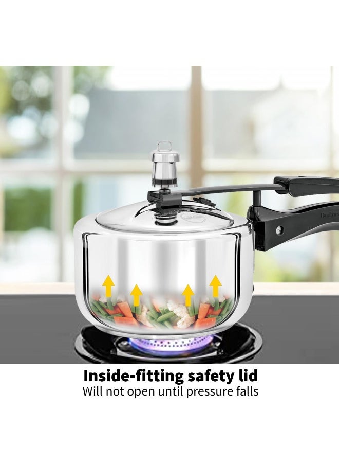 Hawkins - 1.5 Liters Stainless Steel Pressure Cooker,With Inner Lid,Induction Compatible,Silver - Image 1