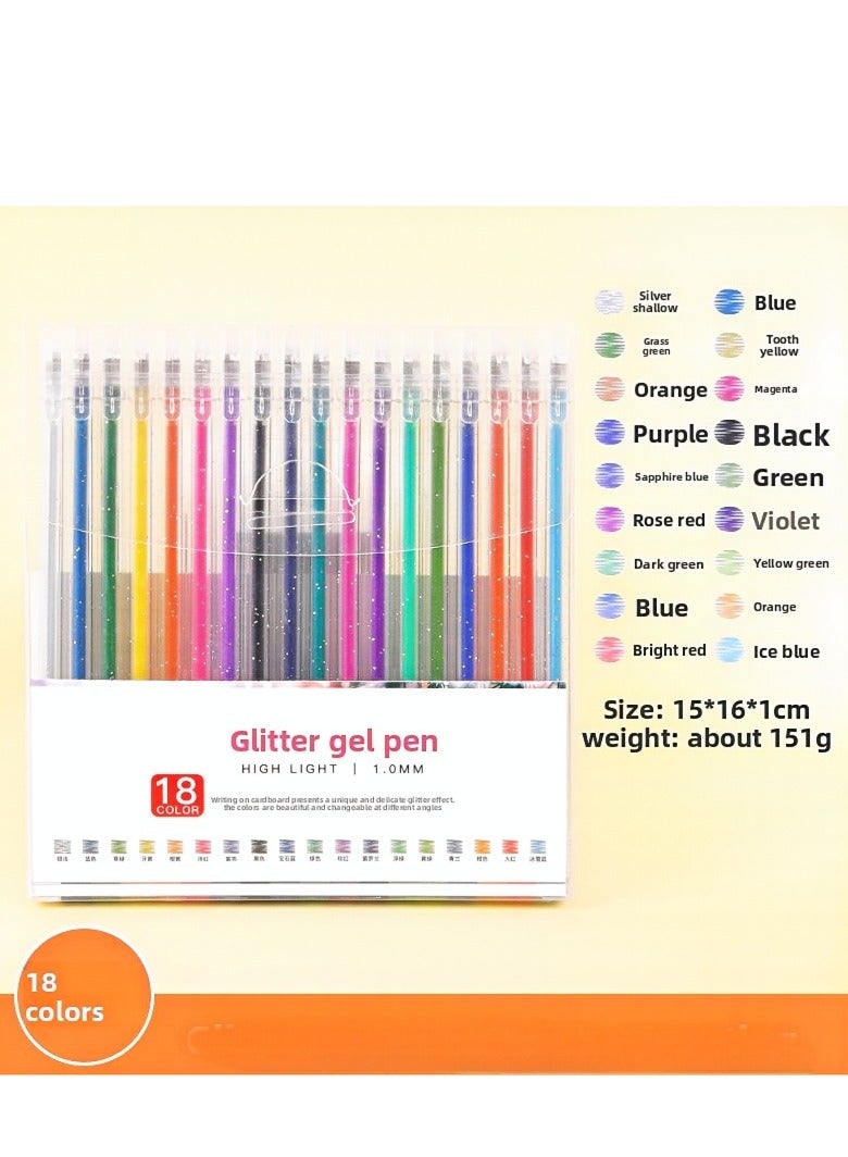 18 Pieces of Children's Color Glitter Gel Pens For Drawing, Doodle Notes and DIY Decoration - Image 1