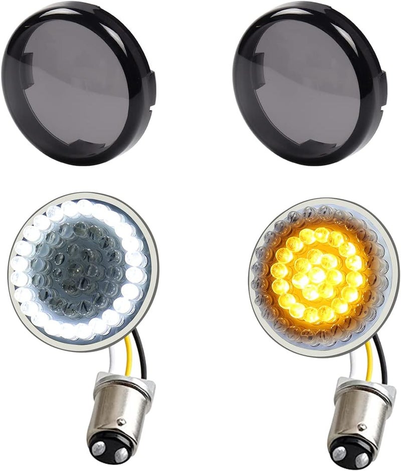 MotoParAcc 1157 Front LED Turn Signal Lights with Smoked Lens Cover - Image 1