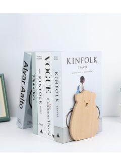 KASTWAVE Book Ends Shelf, 1 Pairs Wood Bookends, Heavy Duty Book Holders, Wooden Book Stopper, Anti Slip Book Stand Holder, for Home, Office, School, Library  - Image 2