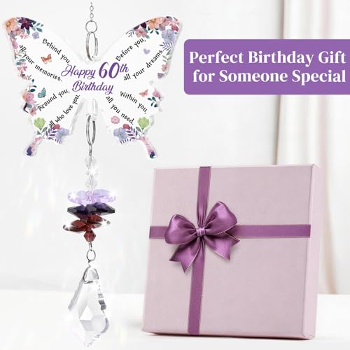 Funnli 60th Birthday Gifts for Women Crystal Suncatcher, 60th Birthday Decorations for Woman, 60 Year Old Bday Gift for Friends Sister Mom Grandma Window Hangings Home Decoration - Image 5