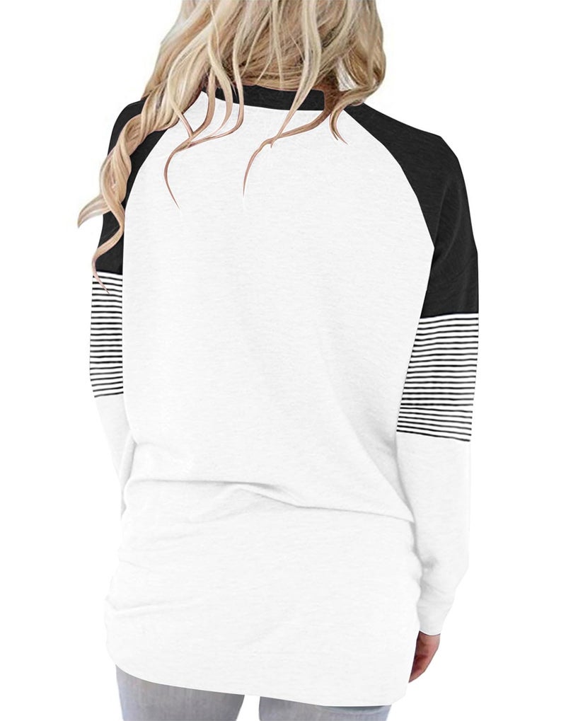 onlypuff Long Sleeve Shirts for Womens White Pocket Tee Shirts Womens Tunic Top Sweatshirts M - Image 4