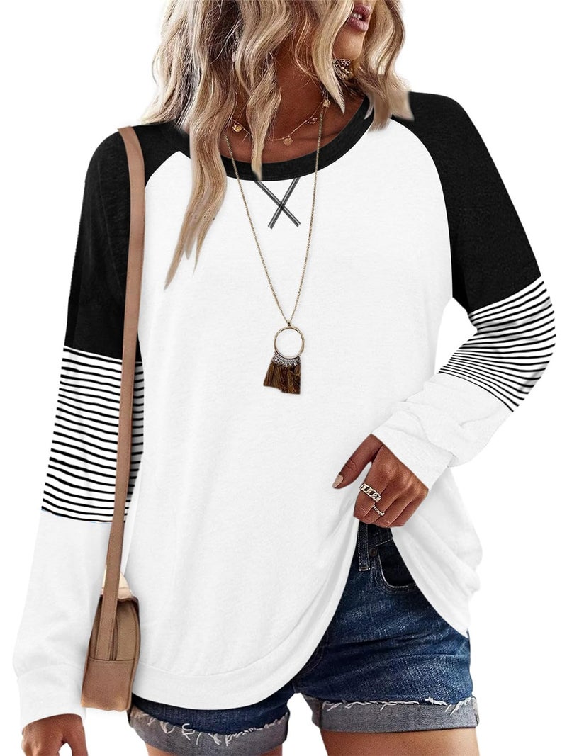 onlypuff Long Sleeve Shirts for Womens White Pocket Tee Shirts Womens Tunic Top Sweatshirts M - Image 2
