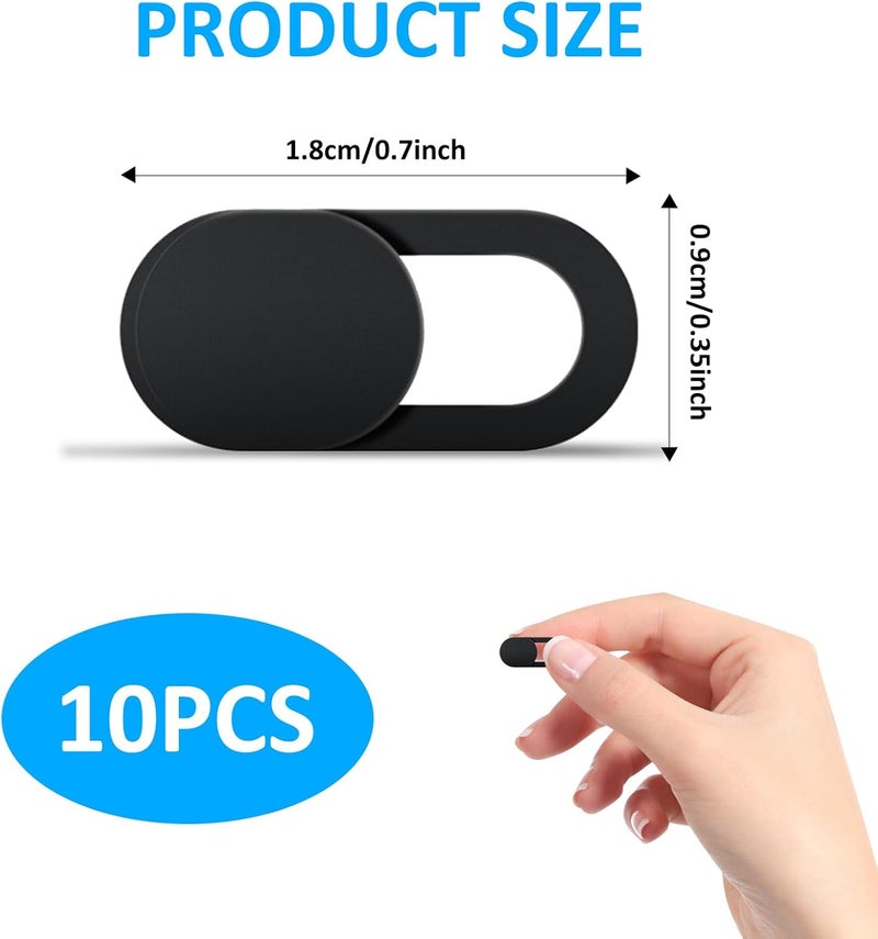 Single & bulk storage compatible Pack of 10 Webcam Covers, Camera Covers, Webcam Cover, Slider for Data Protection, Compatible with Laptop, Tablet, Smartphone, Easy to Use, Robust and Safe Protection for Your Privacy (Black) Long use oriented quality - Image 2
