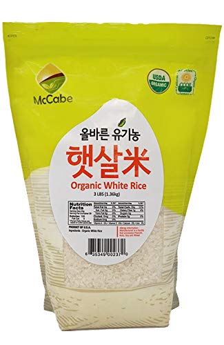 McCabe Organic White Rice Rich in Fibers Minerals USDA Certified Organic and CCOF Certified Product of USA 3 Lbs