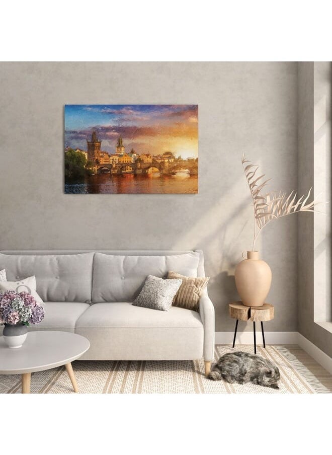 Home Gallery Landscape With Charles Bridge Reflected In River Canvas Wall Art  - Image 5