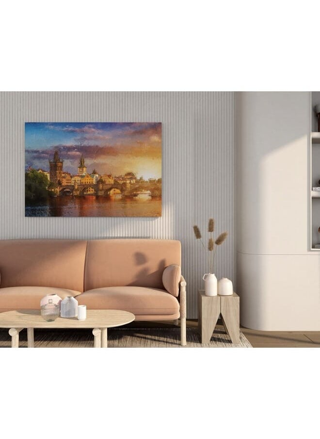 Home Gallery Landscape With Charles Bridge Reflected In River Canvas Wall Art  - Image 2