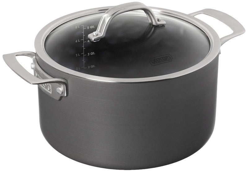 Viking Dutch Oven Non Stick 6 Quart Hard Anodized Nonstick Cookware Pot with Glass Lid Dishwasher and Oven Safe Induction Ready Gray