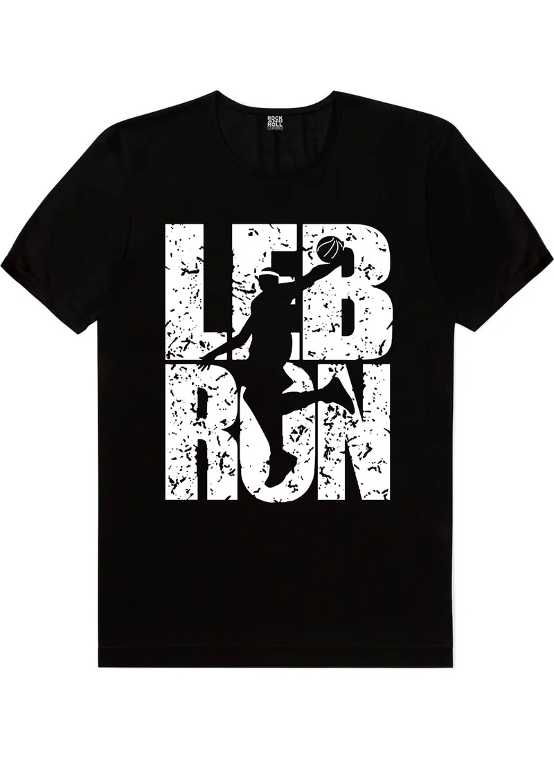 Rock&Roll Lebron Text Black Short Sleeve Men's T-Shirt