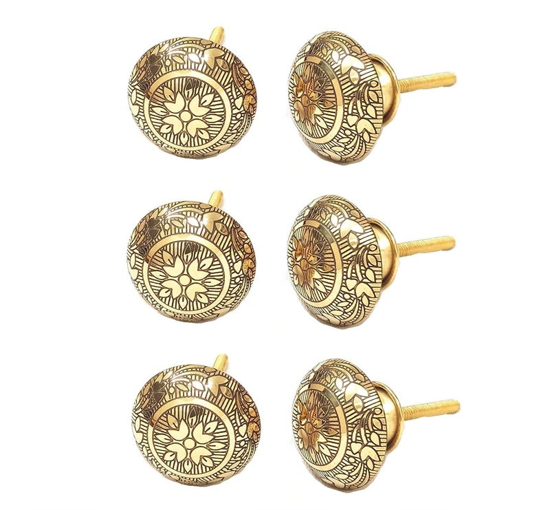 Artshai Brass Cupboard and Drawer knob for Home,Kitchen,cabinets,Door Pull .Set of 6 pcs.(Size:6.5x4x4 CM) (6) - Image 4